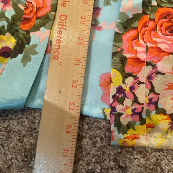 Light Aqua Blue Floral Satin Kimono Robe Cover Up with Waist Tie M - Picture 8 of 11